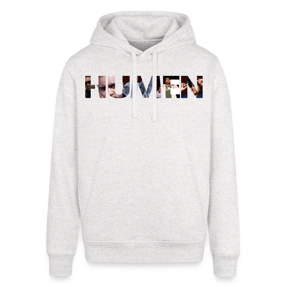 HUMEN Collage Logo – Designer Hoodie - cool heather grey